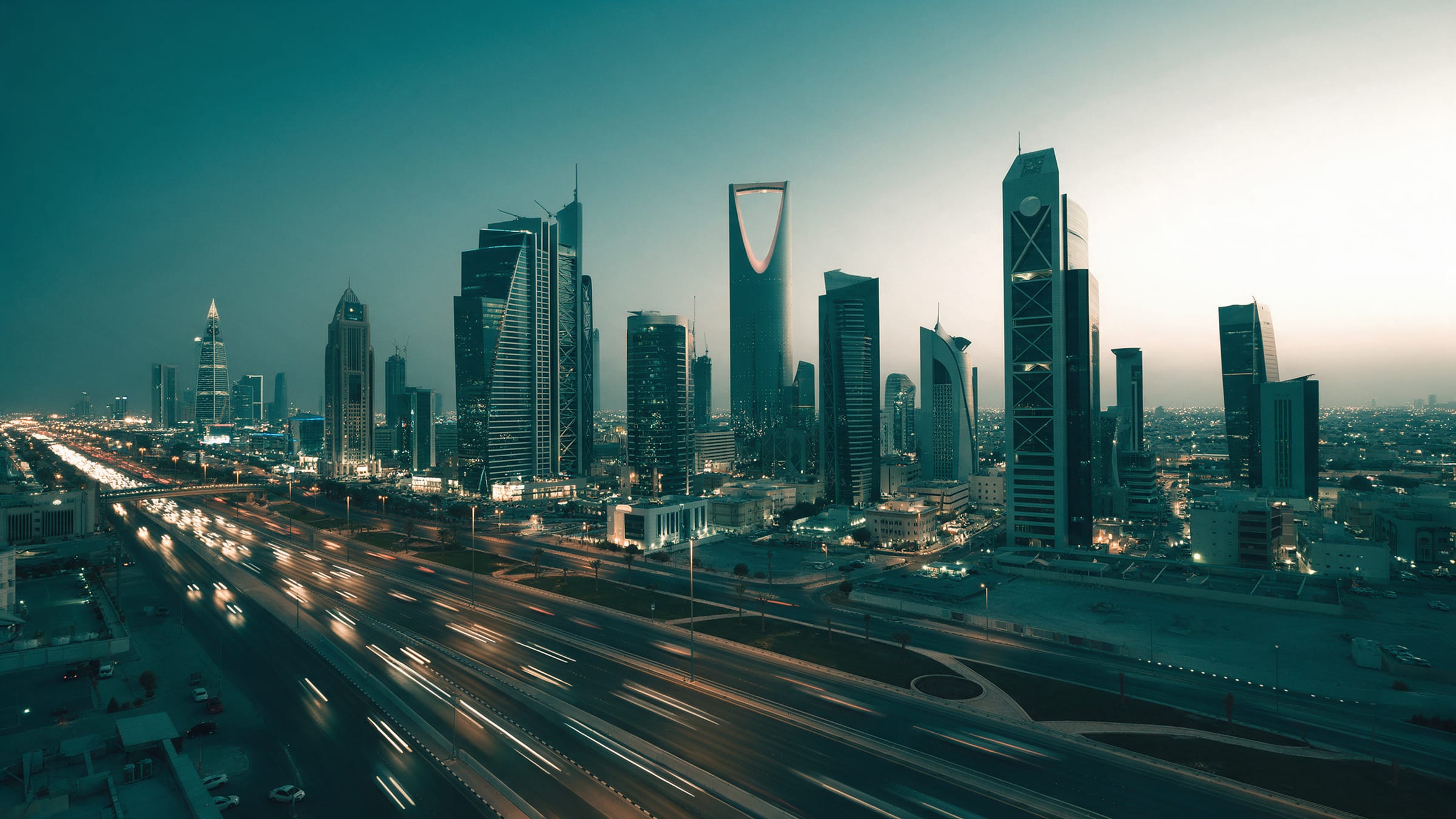 Riyadh skyline at blue hour