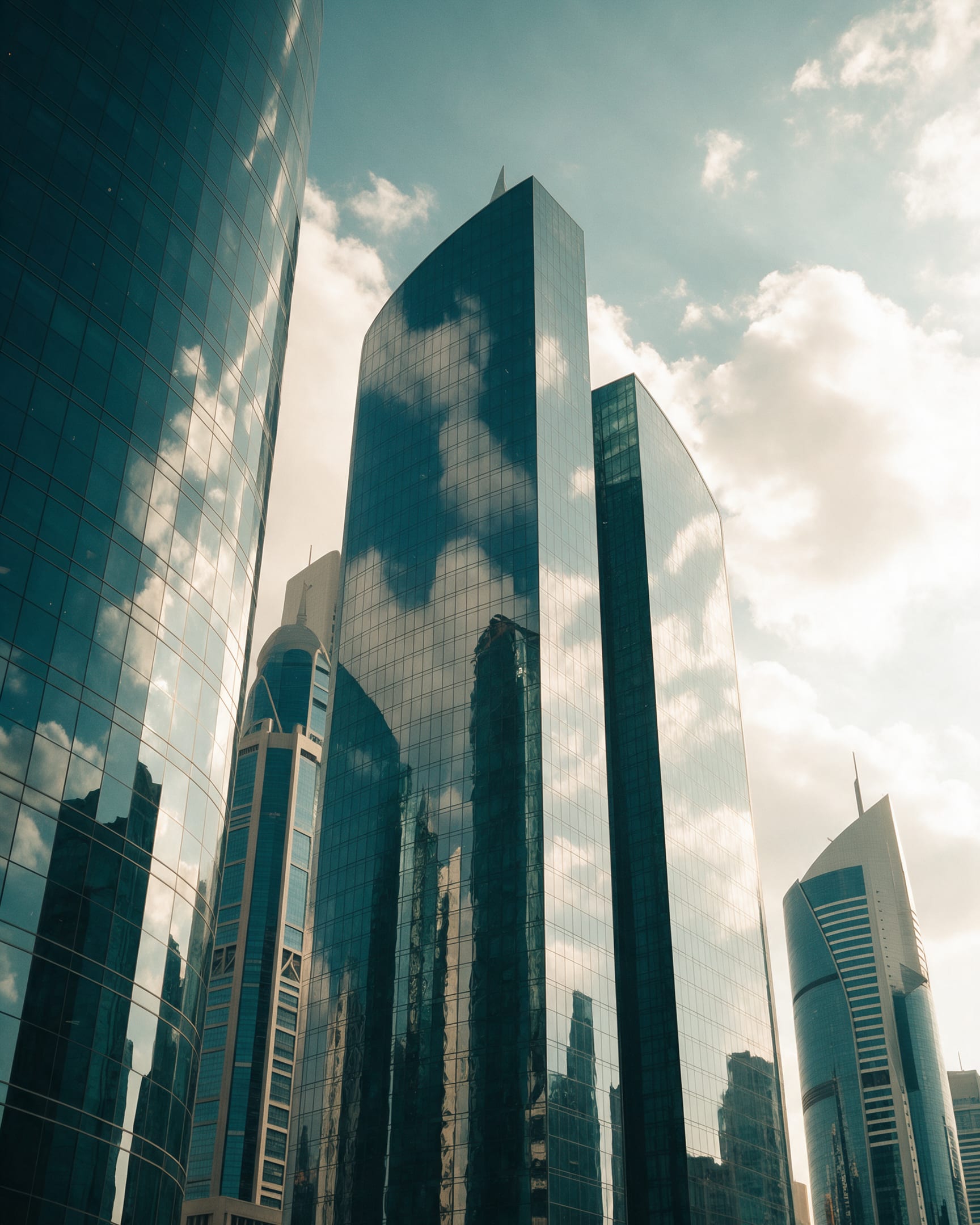 Glass towers of a financial district